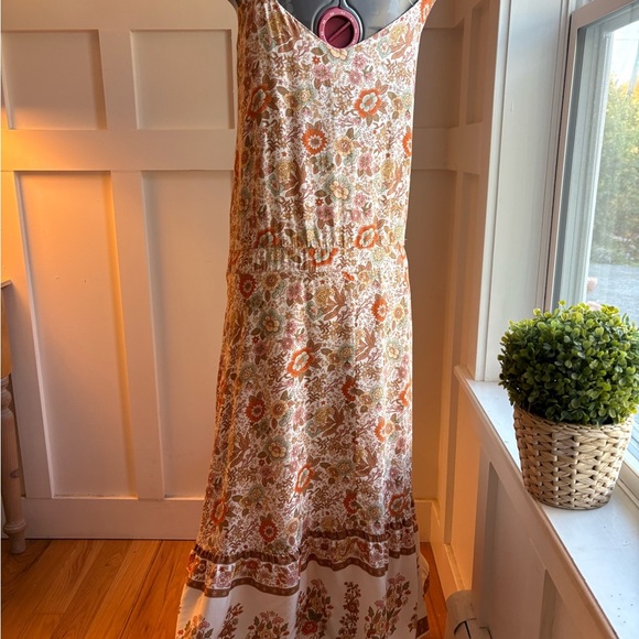 DAVI & DANI Floral Maxi Dress with Denim Trim Size Large - Picture 6 of 10